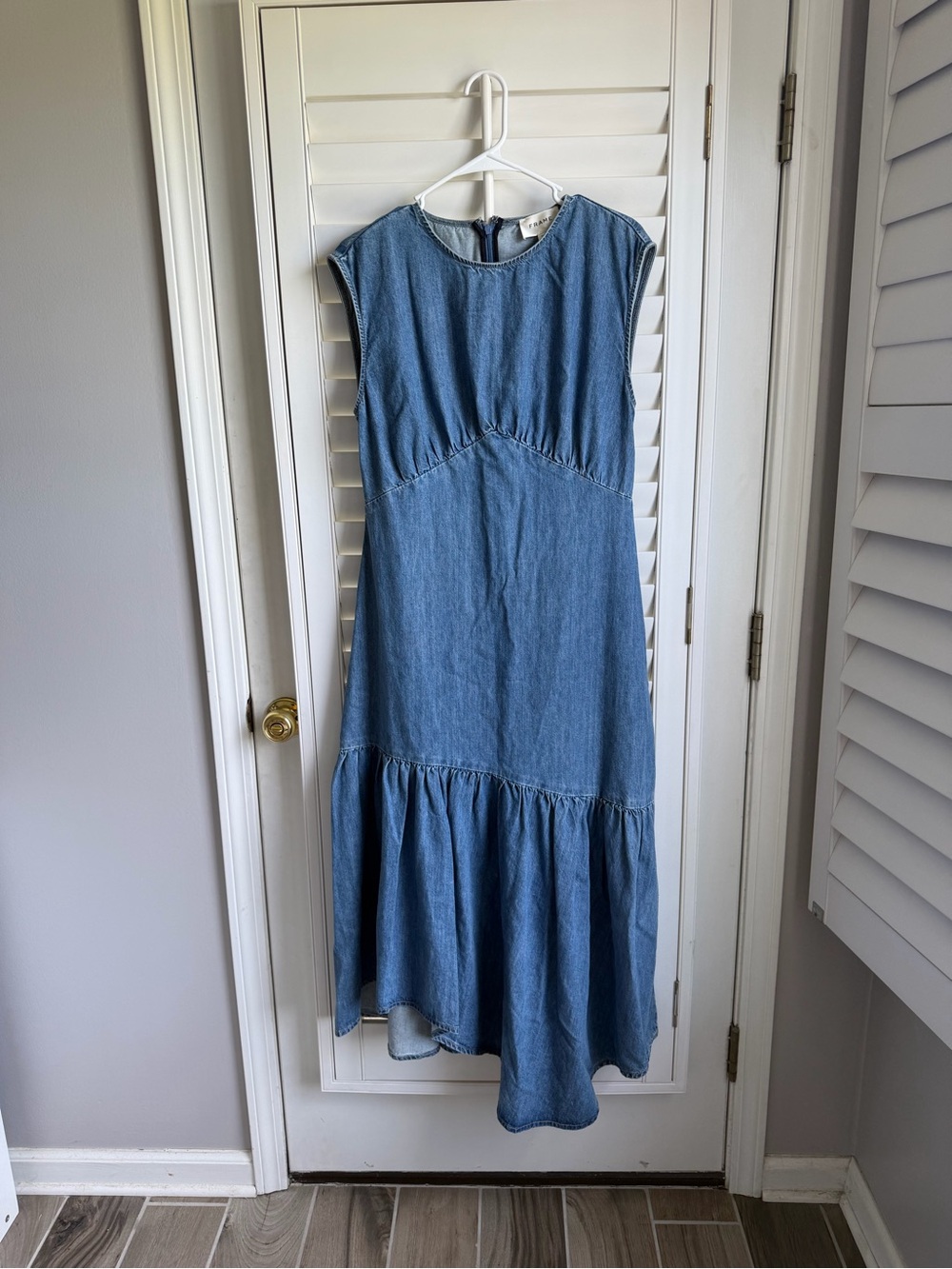 Frame Denim Sleeveless Denim Maxi Dress - Eugenia drop waist sz Medium